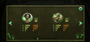 Secret Jungle game paytable