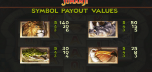 jumanji game paytable